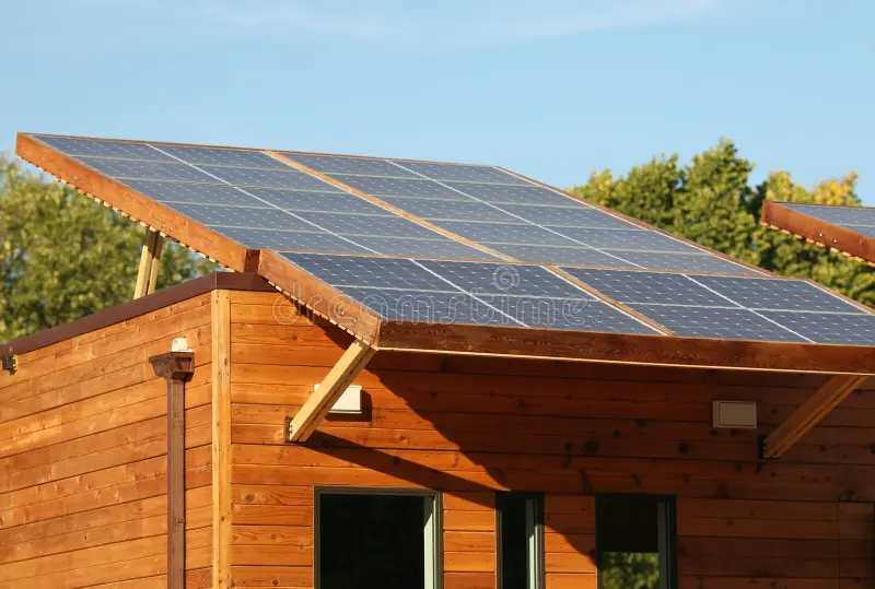 eco house with solar panels
